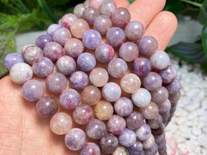 Perles de pierres précieuses rondes lisses en tourmaline fleur de prunier naturelle 6mm 8mm 10mm 12mm, perles en vrac pour la fabrication de bijoux, vente en gros - Product Image 3