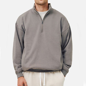 Sudadera de forro polar para hombre, oversize, con media cremallera, cuello alto, color liso, estilo casual para otoño, ajuste regular, jersey de punto - Product Image 3