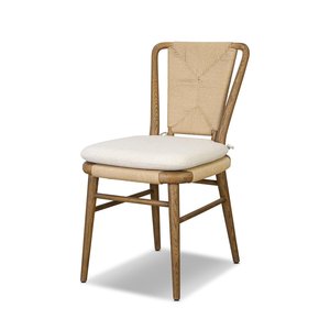 Warm Minimalist Teak Wood <b>Dining</b> <b>Chair</b> Armless Woven Cord Leisure <b>Chair</b> for Cozy <b>Dining</b> Room - Product Image 3