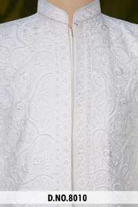 Royal silk indo western sherwani for men with floral paisley embroidery elegant groom wear for weddings and celebrations - Product Image 6