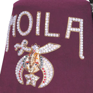 Sombrero Fez Shriners de Lana Borgoña con una Hilera de Letras de Diamantes de Imitación, Bajo MOQ, Servicio OEM, Sombreros Fez Masónicos a Precio Económico - Product Image 3