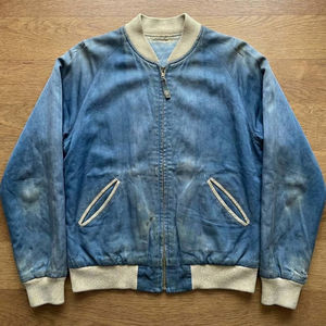 Blouson Bomber en Satin Bleu pour Homme, Broderie Japonaise Vintage, Carpe Koi, Lotus, Sukajan, Manteau Souvenir - Product Image 4