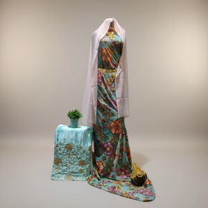 Nouvelle Robe Exquise Somalienne Exclusive Maqbal Dirac en Velours Jacquard 2026 – Motifs Floraux Intrincés Scintillants 100% Soie - Product Image 1