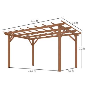 Pergola en bois brun foncé 10 x 13, pavillon extérieur avec structure stable pour la culture de vigne et le support des plantes grimpantes - Product Image 3