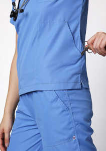Medical Scrubs Uniform V-neck Hospital <b>Nursing</b> Sets Short Sleeve Tops Jogger Pants Unisex Polyester Spandex Summer - Product Image 3