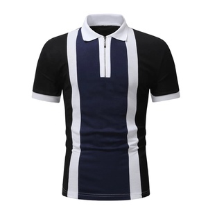 Camiseta de Polo Golf a rayas con logotipo personalizado para hombre, camiseta de corte holgado, diseño regular, Piqué para polo esencial OEM al por mayor - Product Image 1