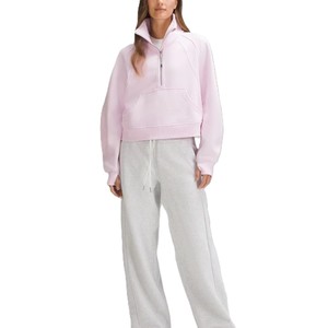 Sudadera de Mujer Rosa Claro con Cierre de Cremallera, Color Sólido, Mangas Largas, Cuello Alto, Transpirable, de Felpa Tejida, con Bolsillo - Product Image 6