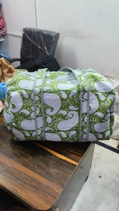 Nouvel Arrivage Sac de Voyage Bohème Matelassé pour Femme Fait Main avec Motif Imprimé au Bloc Personnalisé en Toile de Coton et Poignée en Corde - Product Image 3