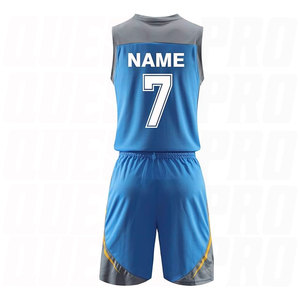 Ensemble Maillot et Short de Basketball Respirant en Maille, Personnalisable, en Polyester à Séchage Rapide, Sans Manches, pour l'Extérieur, Bleu Coloré - Product Image 2