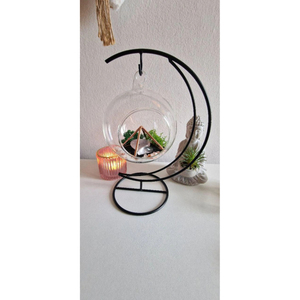 <b>Clear</b> Glass Black Metal Contemporary Handicraft Durable Framed Terrarium Planter <b>Vase</b> for Living Room Luxury Home Table Decor - Product Image 1
