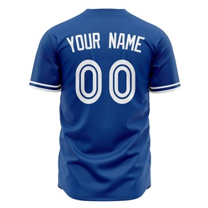 2026 New Custom Men Baseball Jersey Team Name Number Print Blue Polyester Button <b>Down</b> Sport Apparel - Product Image 2