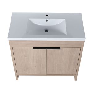Mobile Bagno Freestanding da 36 Pollici con Lavabo in Resina Bianca e 2 Ante con Chiusura Ammortizzata (BVB02436PLO GRB3640) - Product Image 4