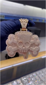 จี้รูปหัวกะโหลกผู้ชาย CONCEPTION ประดับเพชร VVS เงินแท้ 925 ชุบทองคำขาว 14K สไตล์ฮิปฮอป สร้อยคอจี้แบบหรูหรา ของขวัญสำหรับผู้ชาย - Product Image 4