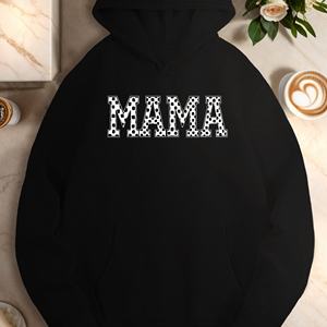 เสื้อฮู้ดผู้หญิงลายตารางหมากรุก MAMA ผ้าถักพิมพ์ลาย 100% โพลีเอสเตอร์ - Product Image 1