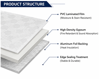 Plaque de plafond en gypse stratifié PVC carrée moderne, résistante à l'humidité, avec revêtement vinyle pour système de plafond suspendu à grille en T