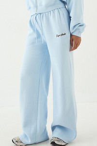 <b>Women</b> Light Blue Wide Leg Sweatpants High Waist Drawstring Casual Loose Fit <b>Lounge</b> Trousers Straight Leg Jogger <b>Pants</b> Wholesale - Product Image 3