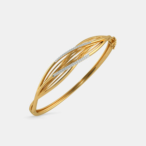 Brazalete de Oro con Diseño de Hoja Esculpida y Diamantes Redondos Cultivados en Laboratorio - Product Image 1