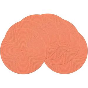 Set di 6 tovagliette rotonde intrecciate in cotone e poliestere, colore corallo, 15 pollici, lavabili, per cucina e tavola - Product Image 2