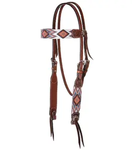 Headstall Kulit Manik-manik Buatan Tangan dengan Desain Tooled Buatan Tangan Dibuat Khusus Oleh Rodeo Internasional