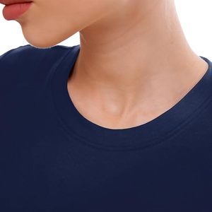 Combinaison pour femme à manches courtes, col rond, couleur unie, extensible, vêtements de sport, coupe ajustée, toutes saisons, tricot en spandex et coton - Product Image 3