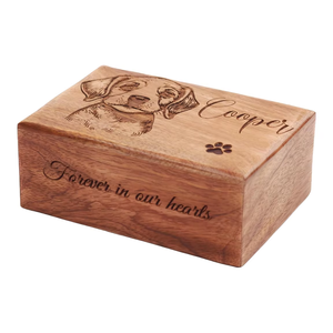 Urna Conmemorativa para Mascotas de Madera de Mango Personalizada, Caja de Recuerdo para Cenizas de Perro, Placa con Nombre y Huella Grabada - Product Image 2