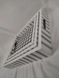 Juego de bandejas con incrustaciones de resina MDF Rectangular hechas a mano de lujo, patrón de laberinto geométrico pulido, bandejas decorativas para servir para el hogar - Product Image 4