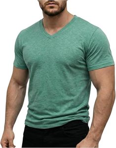 T-shirt de sport à manches courtes, coupe classique, en coton, col en V, logo sur le devant - Product Image 1