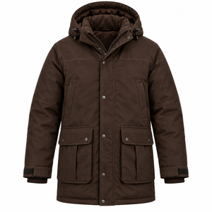 Parka d'hiver pour homme 2026, rembourrée en coton, couleur unie, coupe-vent avec fermeture éclair, décontractée et imperméable, prix abordable - Product Image 1