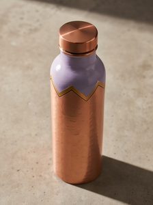 Bouteille d'eau en cuivre émaillée ayurvédique de qualité supérieure, motif artistique en zigzag, bouteille de sport en métal anti-fuite, fabricant - Product Image 3