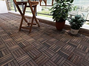 Modern Acacia WPC Outdoor Decking <b>Tiles</b> 300x300mm Oiled Natural Golden Light Oak Anti-Slip Square Brushed <b>Interlocking</b> Flooring - Product Image 5
