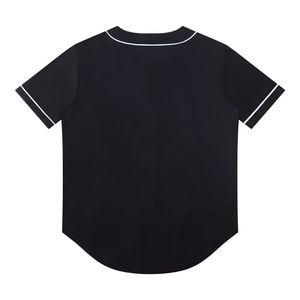เสื้อเบสบอลสีดำแบบยูนิเซ็กซ์แขนสั้นติดกระดุมด้านหน้าสีทึบโพลีเอสเตอร์ระบายอากาศได้ชุดกีฬาสำหรับผู้ใหญ่ - Product Image 4