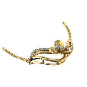 Collar de Oro Amarillo con Diamantes Redondos de Corte Brillante Cultivados en Laboratorio, Diseño Floral Romántico, Joyería para Uso Diario de Mujer - Product Image 3