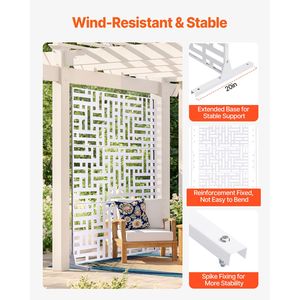 Divisorio Pieghevole in Metallo per Esterni 119 cm L x 193 cm A, a 3 Pannelli Autoportante con Design Decorativo da Giardino - Product Image 3
