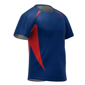 Camiseta de Fútbol Azul para Hombre con Detalles Rojos, Manga Corta, Cuello Redondo, Absorbe la Humedad, Ajuste Atlético, Estampado Sublimado, para Todas las Temporadas - Product Image 3