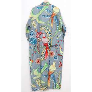 Kimono Informal 100% Algodón, Ropa de Dormir, Ropa de Playa, Diseño Floral Indio, Bata de Verano Transpirable de Secado Rápido para Mujer - Product Image 5