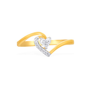 Bague Bypass en Or Jaune 14K avec Diamants et Accents en Or Blanc – Élégant Trio de Clusters et Sertissage Pavé - Product Image 3