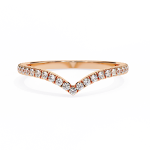 RAAMAA Bague Classique en Or Rose et Jaune 10k 14k 18k, Sertie Pavé, en Forme de V, Empilable, pour Femme, Bijou d'Anniversaire ou de Mariage - Product Image 1