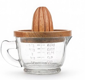 Presse-agrumes manuel en bois naturel avec bol, extracteur de jus de fruits de table, outil de presse-fruits, vente en gros - Product Image 2