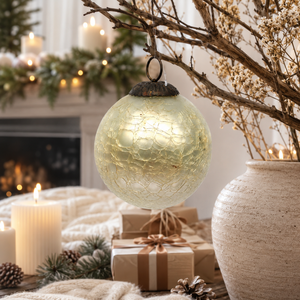 Adorno Colgante de Cristal Craquelado Vintage |   Bola de Cristal Redonda Decorativa Hecha a Mano, Decoración para el Hogar, Adorno para Árbol de Navidad, Arte Decorativo - Product Image 3