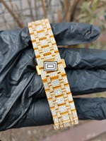Montre de luxe pour homme en or jaune 42 mm, cadran analogique rond, mouvement à cristal saphir, fermoir pliant, lumineuse, tendance