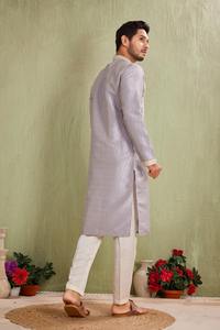 <b>Men's</b> Purple Cotton <b>Kurta</b> With Cream Regular Fit Traditional Casual Wear India Pakistan Style <b>Kurta</b> for <b>Mens</b> - Product Image 5