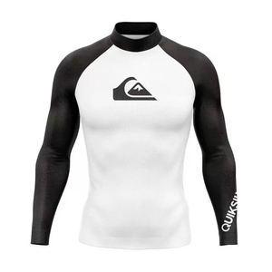 Wholesale Unisex UPF50+ Anti-Bacterial Eco-Friendly Rash Guard Short Breathable Quick Dry Polyester Spandex Compression <b>Surf</b> - Product Image 2