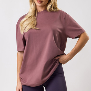 Camisetas de yoga ajustadas para mujer, de algodón elástico, con logo personalizado, ropa deportiva, suministro de fábrica. - Product Image 5