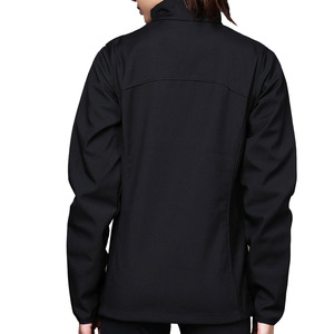 Chaqueta de lana para mujer, manga larga, cuello alto, resistente al viento, color negro sólido, exterior de poliéster, cierre de cremallera, ropa de otoño - Product Image 5