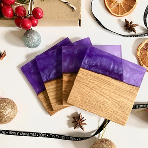 Classic Wooden & Resin <b>Heat</b> Resistant Round <b>Coaster</b> - Product Image 2