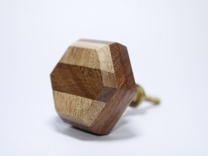 Modern Hexagon Wooden Drawer <b>Knob</b> Gold Inlay Cabinet <b>Handle</b> Decorative <b>Furniture</b> Pull <b>Knob</b> for Wardrobe Dresser Kitchen Door - Product Image 5