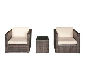 SF00001 Modern Garden Rattan Cane Wicker Steel Tempered Glass Polyester <b>Cushion</b> One <b>Seat</b> Outdoor Furniture <b>Sofa</b> for Villa Hotel - Product Image 1