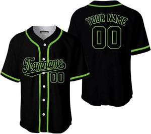 Camiseta de Béisbol Negra Personalizada con Cuello en V, Botones al Frente, Manga Corta, Nombre del Equipo, Número, Ropa Deportiva OEM, 100% Poliéster Antibacteriano - Product Image 2