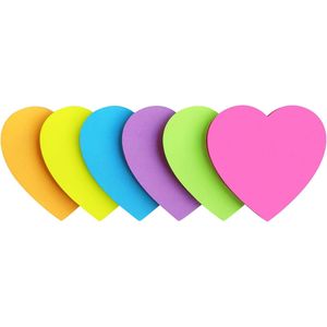 Blocchetti Adesivi a Forma di Cuore in 6 Colori, 75 Fogli/Blocchetto, Memo Pad Promozionale dai Colori Vivaci - Product Image 1