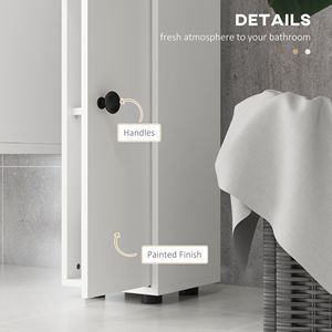 Armadio Alto Bianco per Bagno 180 cm Stretto con Ripiani Aperti, 2 Ante, Salvaspazio, Ripiani Regolabili per Ospedali - Product Image 6